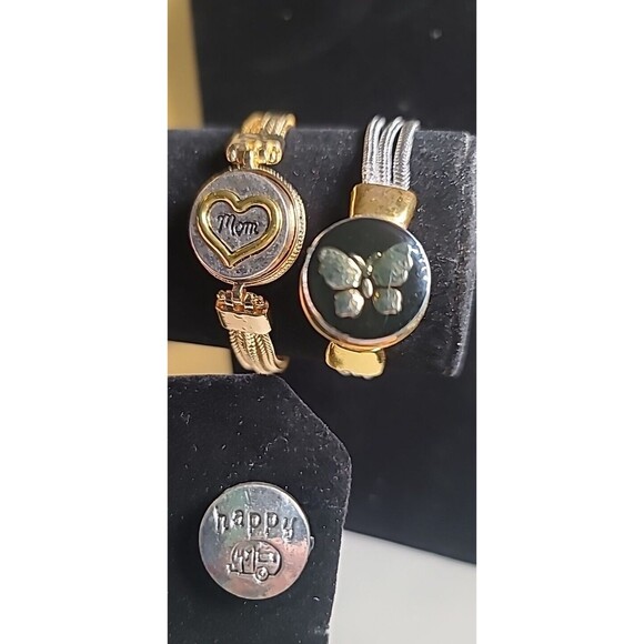 NWOT lot Of 2 Bracelets With 3  Interchangeable Snap Charms Butterfly Camper Mom - Picture 1 of 6